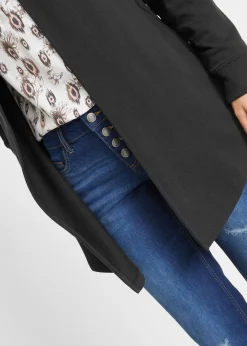 Femme bonprix Sweats|Gilet long en molleton de coton mélangé