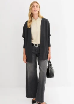 Femme bonprix Sweats|Gilet long en sweat doux