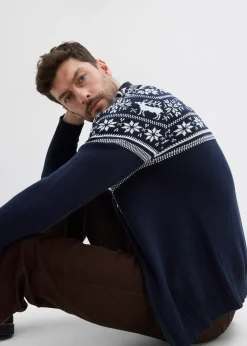 bonprix Gilet norvégien en maille douce 100% coton|Homme Pulls & Gilets