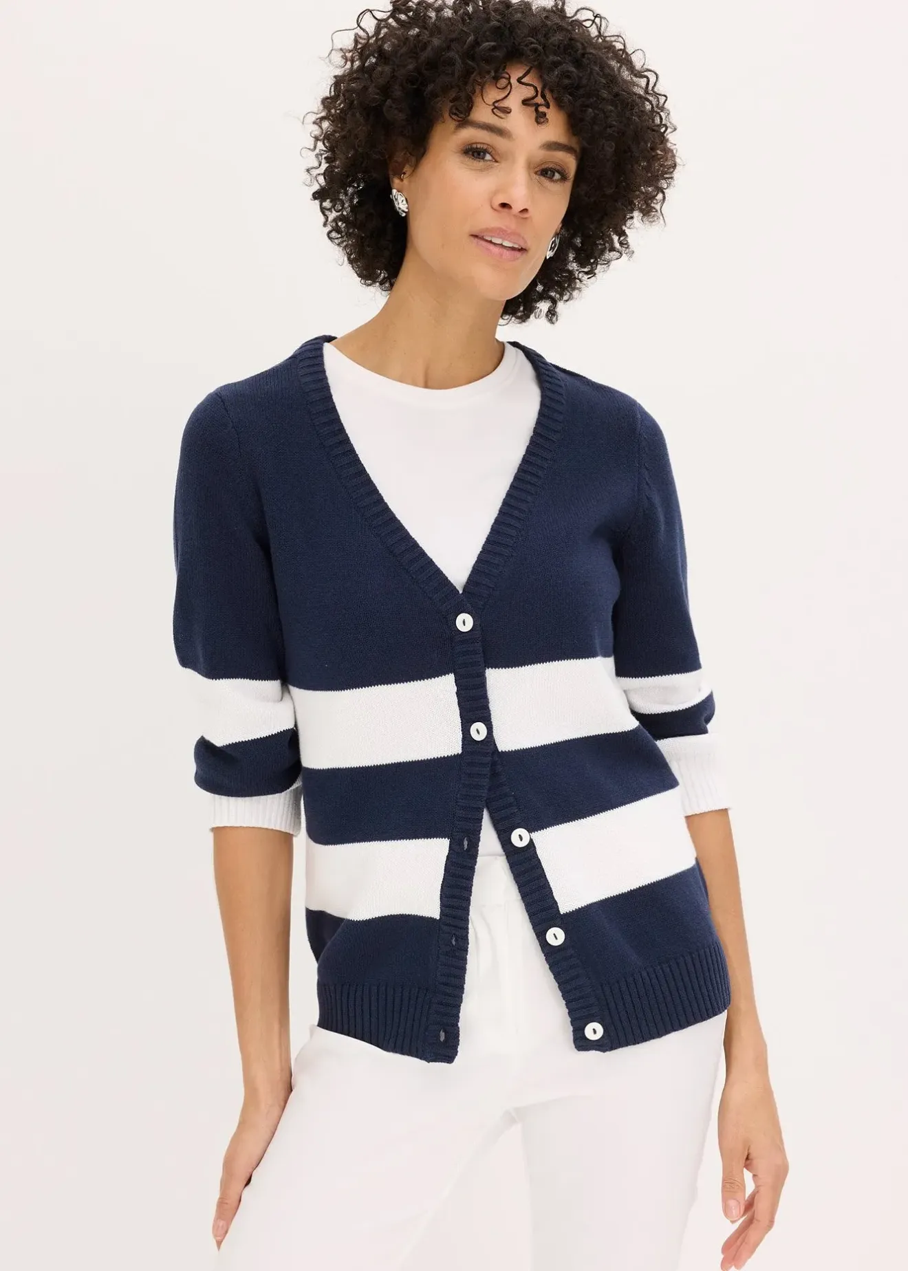 bonprix Gilet rayé en maille de coton|Femme Maille|Pulls & Gilets