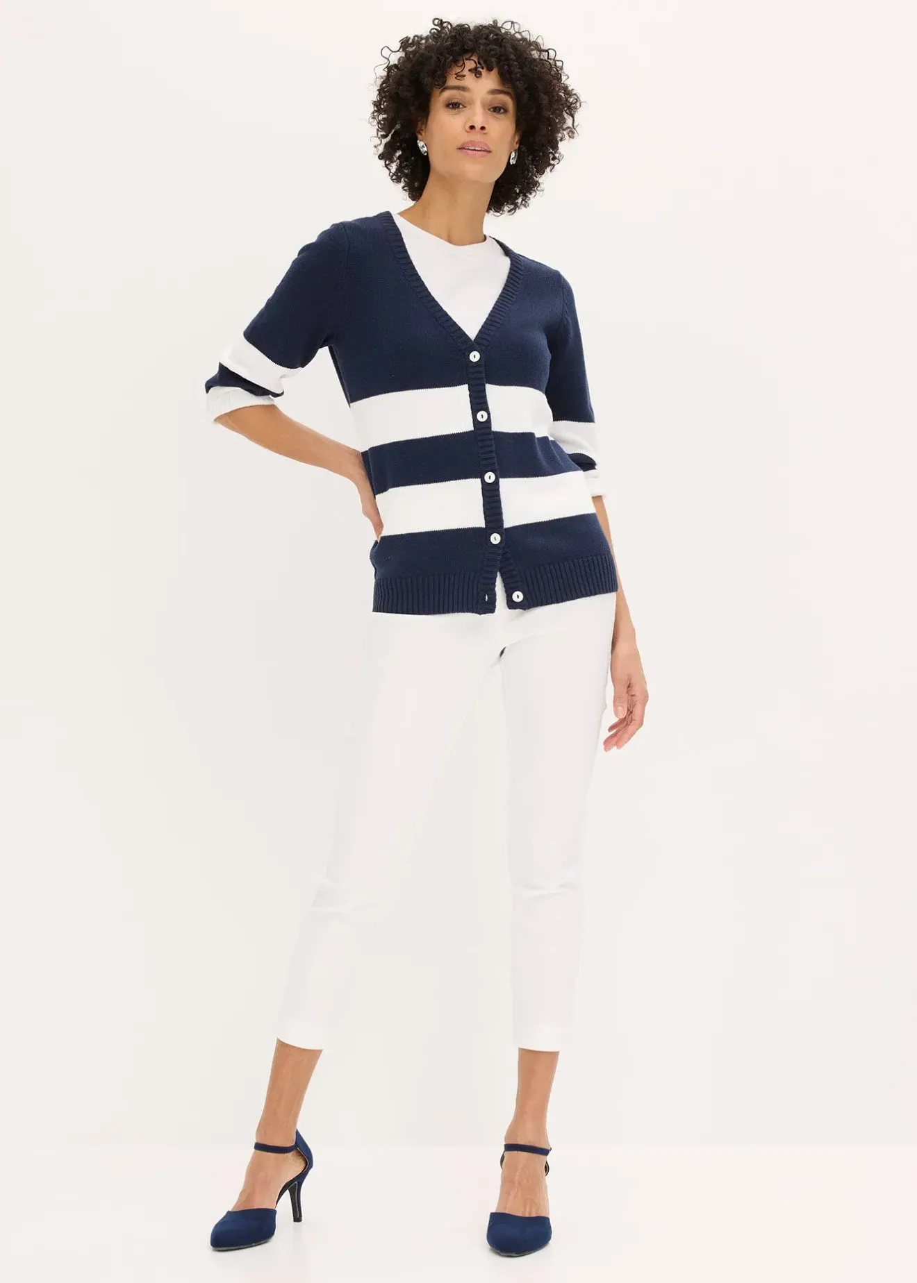 bonprix Gilet rayé en maille de coton|Femme Maille|Pulls & Gilets