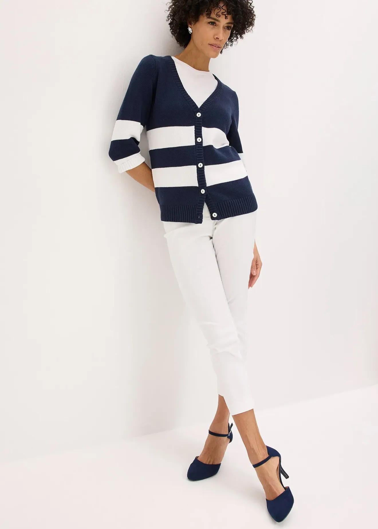 bonprix Gilet rayé en maille de coton|Femme Maille|Pulls & Gilets