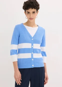 Femme bonprix Maille|Pulls & Gilets|Gilet rayé en maille de coton