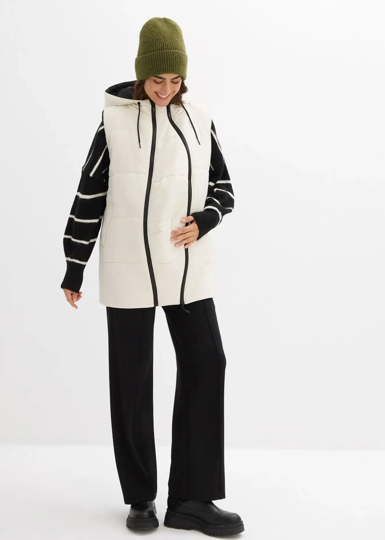 bonprix Gilet sans manches 4en1 doublé pour la grossesse, réversible, avec empiècement de portage|Femme Femme Enceinte