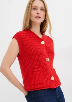 Femme bonprix Maille|Vestes & Manteaux|Gilet sans manches en maille avec des poches