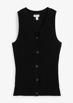 Femme bonprix Maille|Vestes & Manteaux|Gilet sans manches en maille côtelée