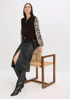 bonprix Gilet sans manches en maille à boutons décoratifs|Femme Maille|Vestes & Manteaux