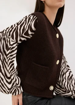 bonprix Gilet sans manches en maille à boutons décoratifs|Femme Maille|Vestes & Manteaux