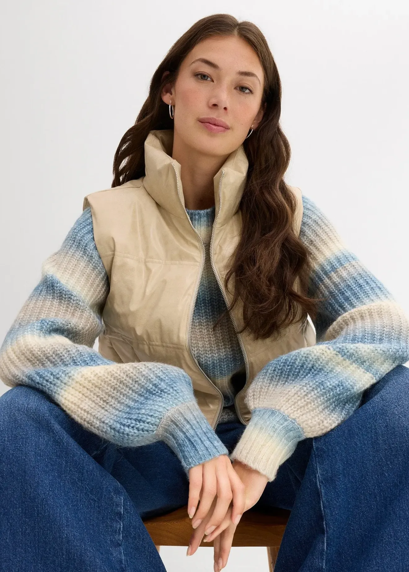 bonprix Gilet sans manches enduit et matelassé|Femme Vestes & Manteaux