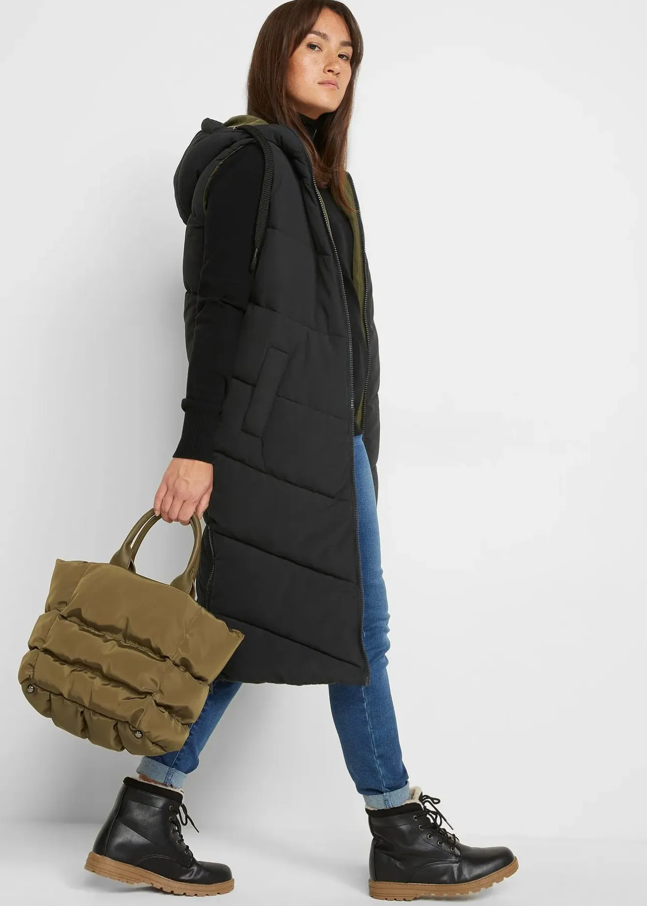 Femme bonprix Vestes & Manteaux|Gilet sans manches matelassé réversible en polyester recyclé avec capuche