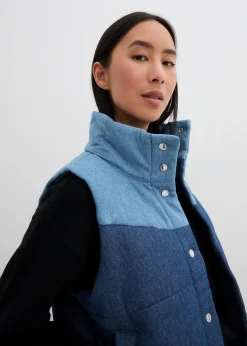 Femme bonprix Vestes & Manteaux|Gilet sans manches matelassé en jean