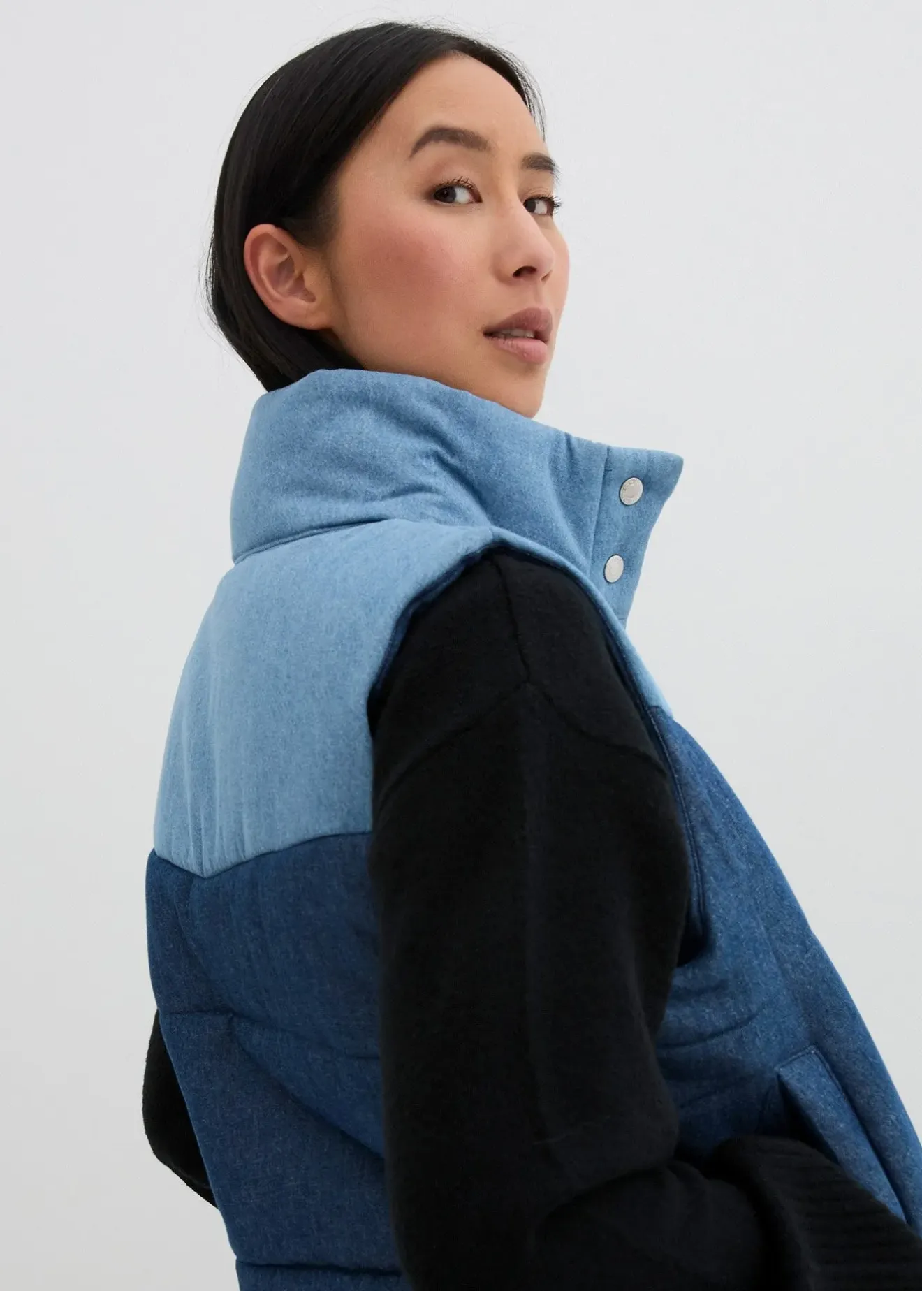 Femme bonprix Vestes & Manteaux|Gilet sans manches matelassé en jean