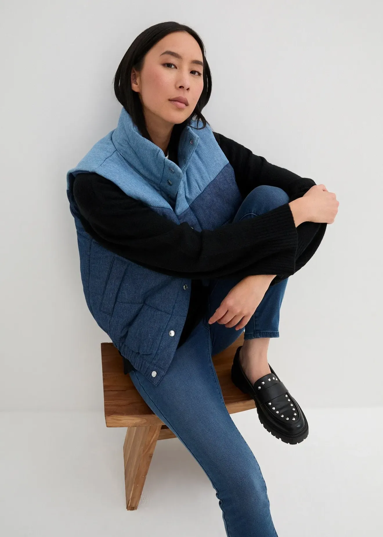 Femme bonprix Vestes & Manteaux|Gilet sans manches matelassé en jean