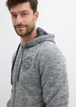 bonprix Gilet zippé à capuche avec doublure peluche|Homme Vêtements Thermiques|Sweats