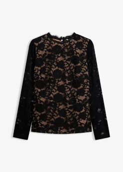 Femme bonprix Mode Festive|T-Shirts & Tops|Haut manches longues en dentelle