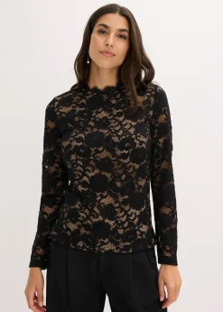 Femme bonprix Mode Festive|T-Shirts & Tops|Haut manches longues en dentelle