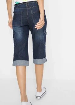 Femme bonprix Jeans|Jean 3/4 cargo stretch, taille normale