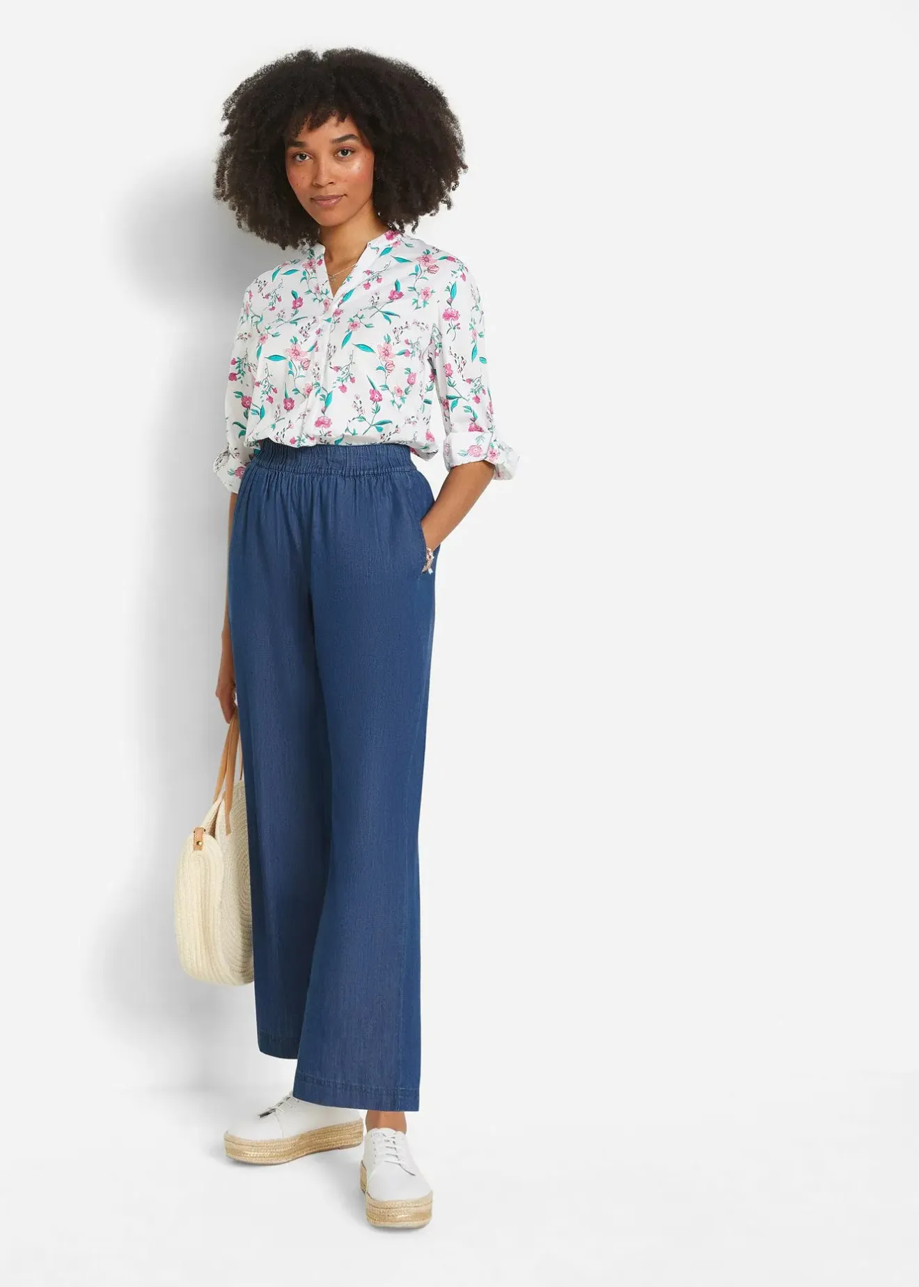 Femme bonprix Jeans|Jean à enfiler léger avec taille confortable, coupe large