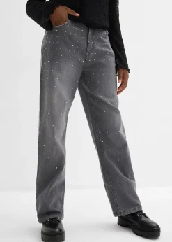 bonprix Jean ample taille mi-haute, orné de strass|Enfant Vêtements Enfant|Filles 9-16 Ans·Jeans