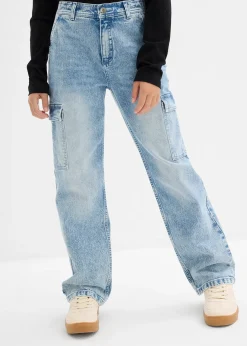 Enfant bonprix Vêtements Enfant|Filles 9-16 Ans·Jeans|Jean baggy poches cargo, taille mi-haute