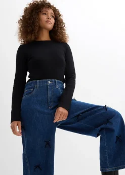 Femme bonprix Jeans|Jean barrel, taille haute et élastiquée