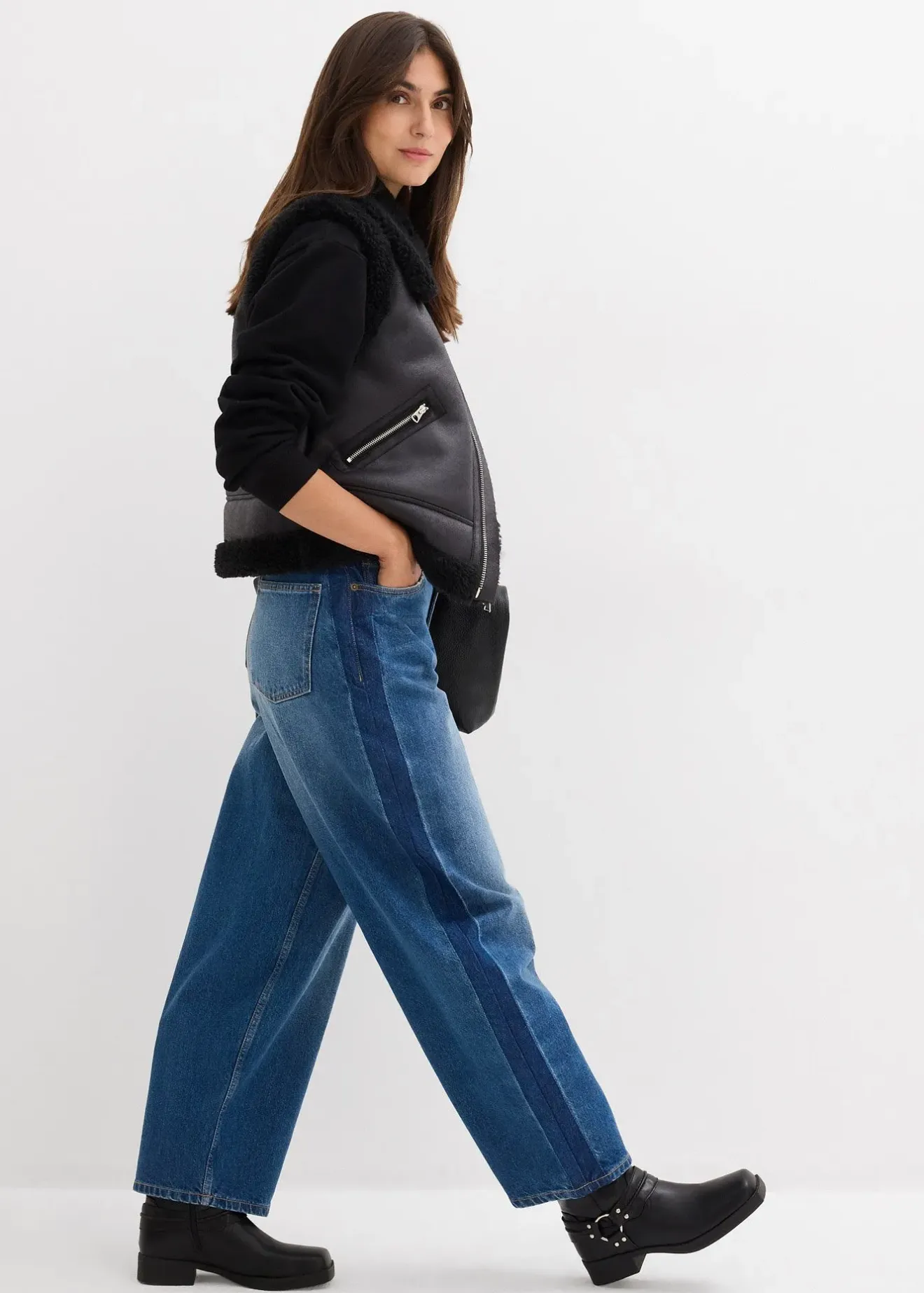 bonprix Jean barrel taille haute, cropped|Femme Jeans