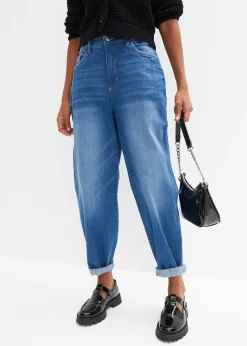 Femme bonprix Jeans|Jean barrel taille haute en coton