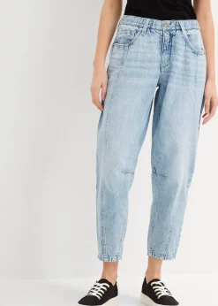 Femme bonprix Jeans|Jean barrel taille mi-haute peu extensible, cropped