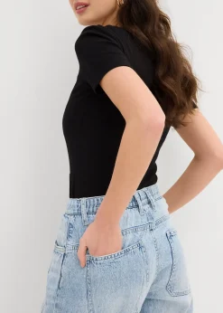 Femme bonprix Jeans|Jean barrel taille mi-haute peu extensible, cropped