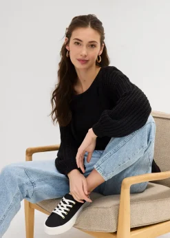 Femme bonprix Jeans|Jean barrel taille mi-haute peu extensible, cropped