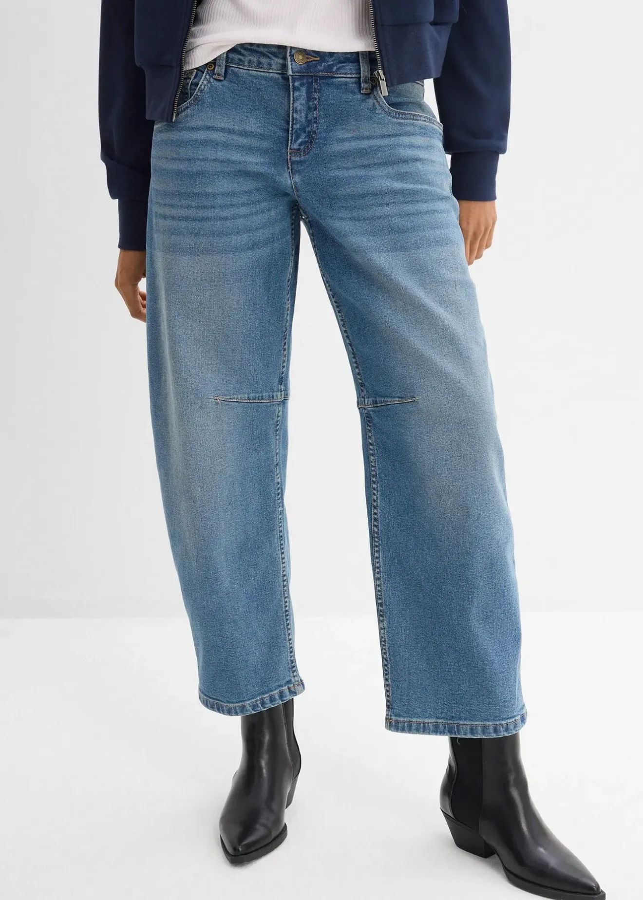 bonprix Jean barrel, taille mi-haute|Femme Tailles Petite