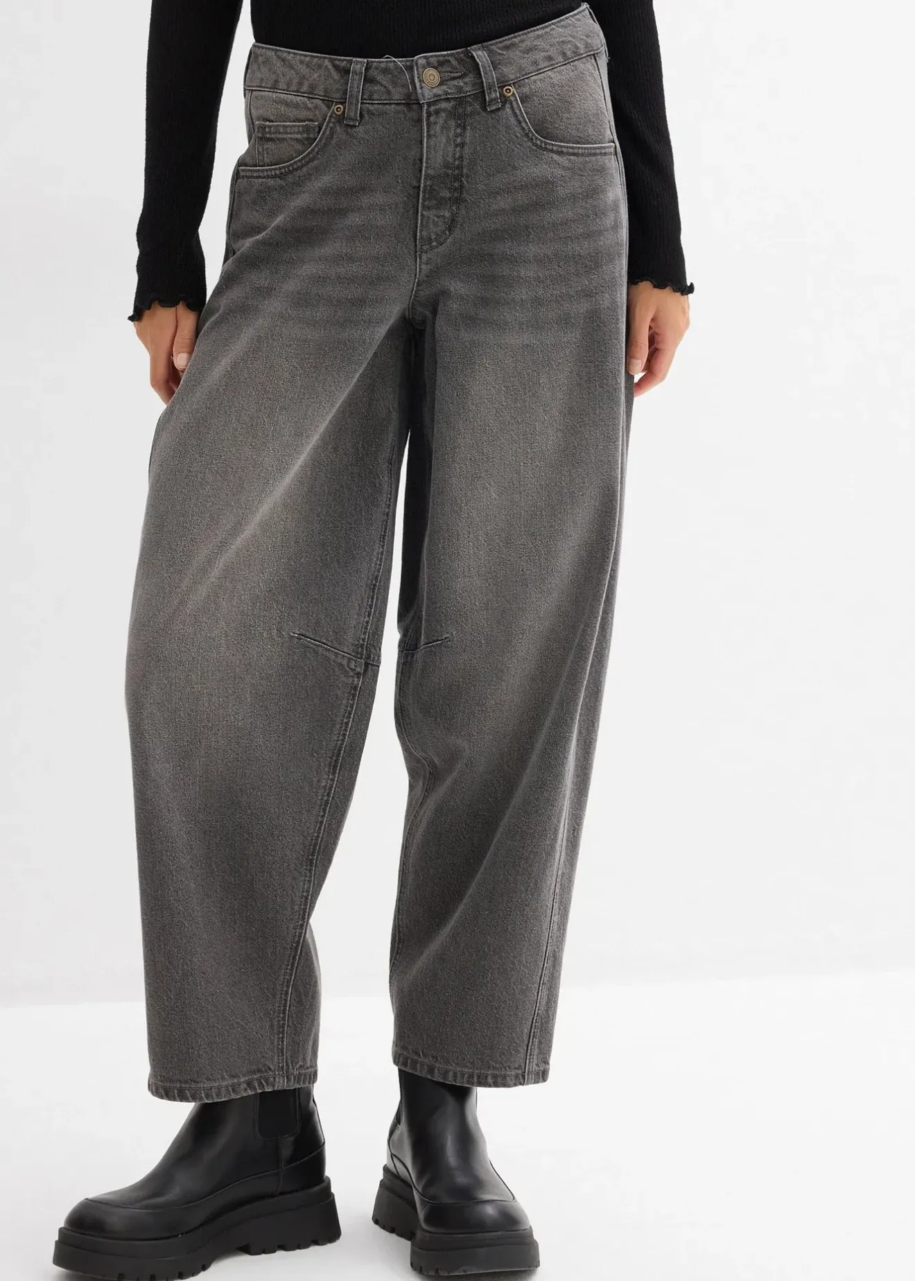 Femme bonprix Jeans|Jean barrel taille mi-haute