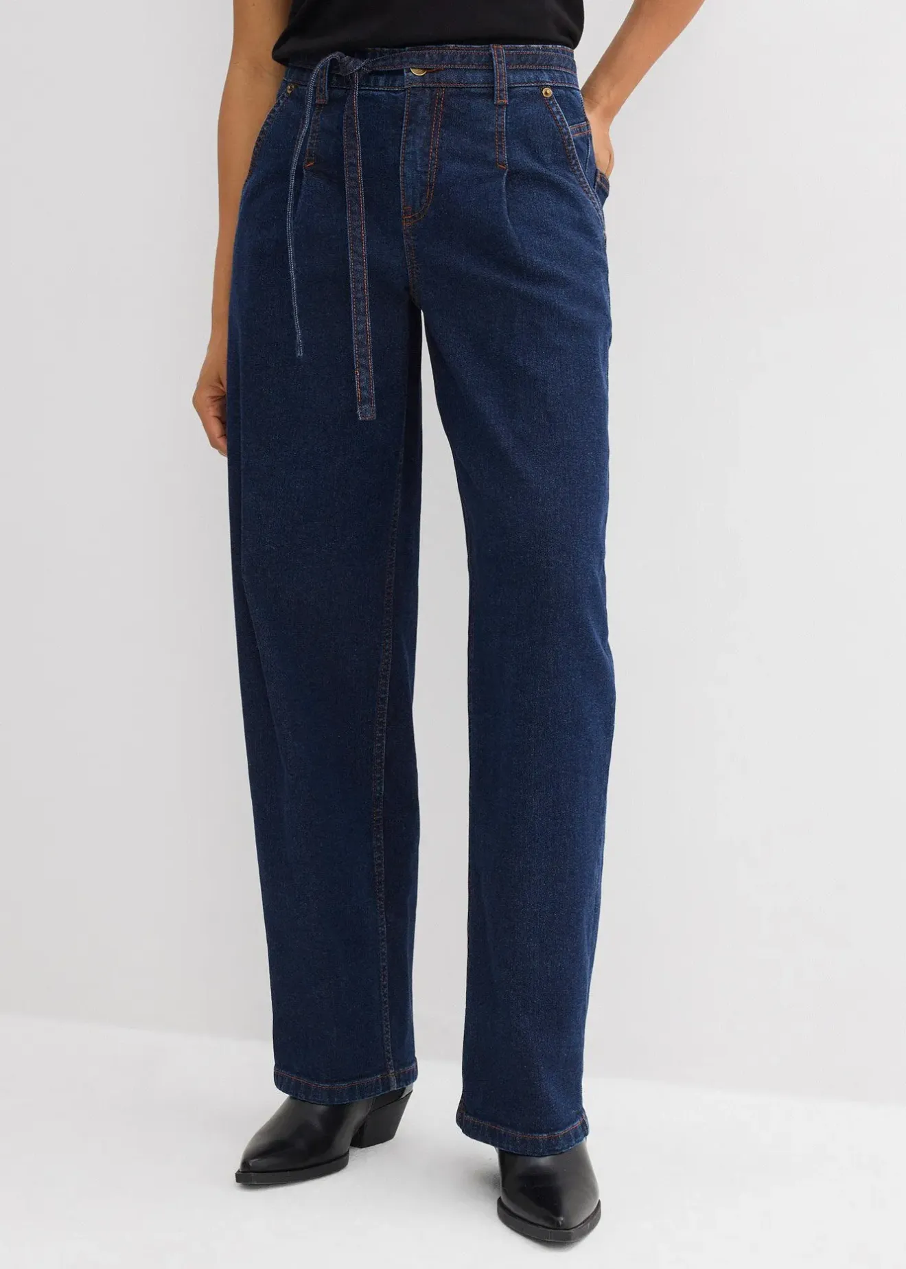 Femme bonprix Jeans|Jean barrel taille mi-haute