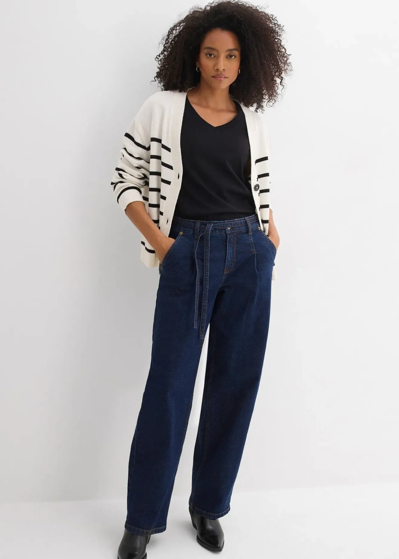 Femme bonprix Jeans|Jean barrel taille mi-haute