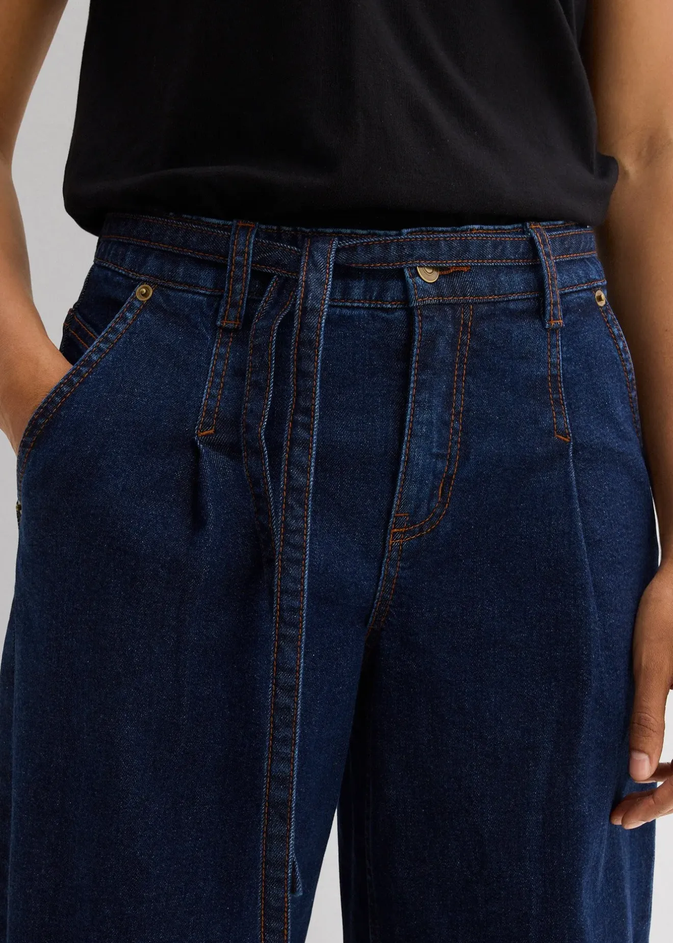 Femme bonprix Jeans|Jean barrel taille mi-haute