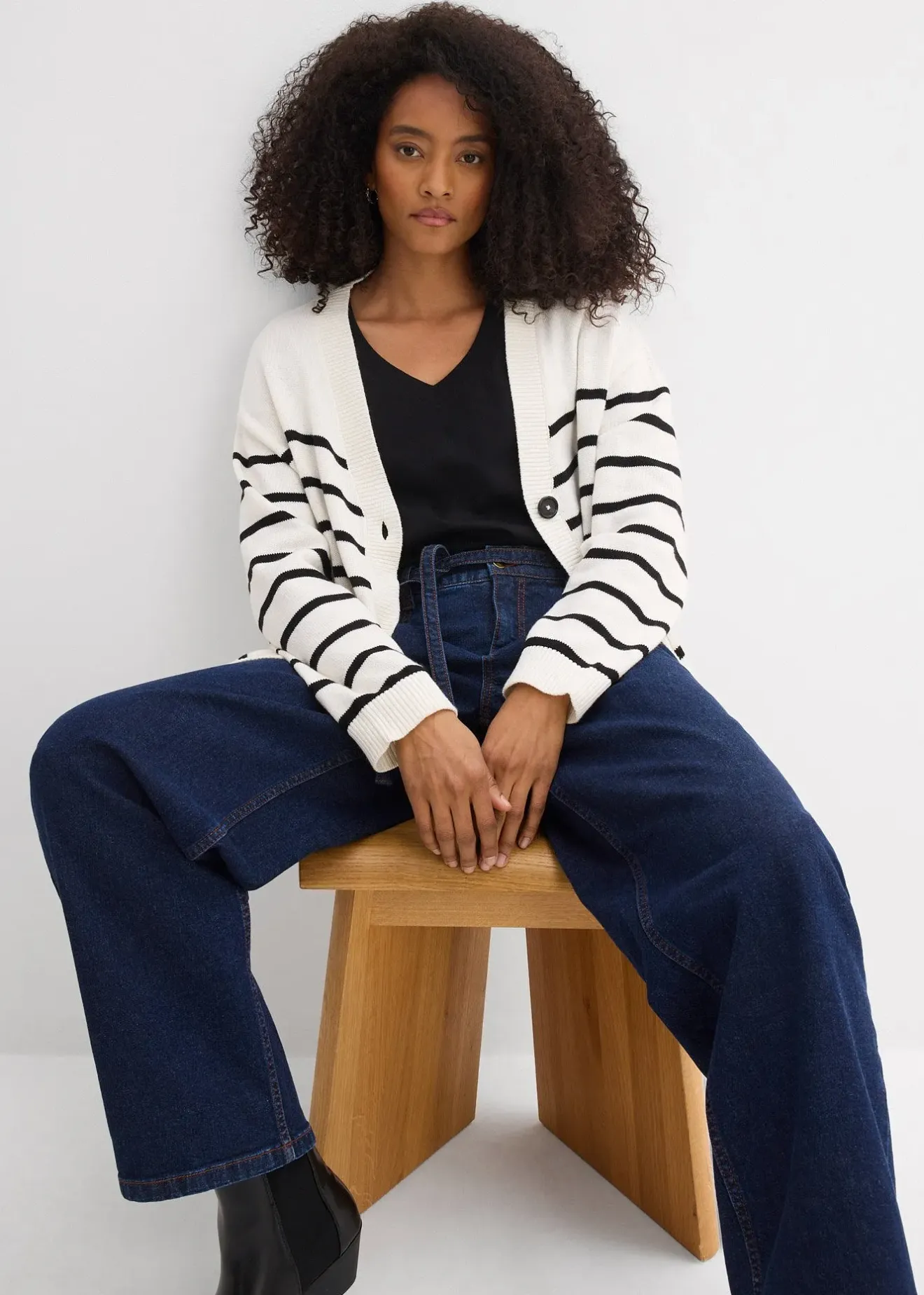 Femme bonprix Jeans|Jean barrel taille mi-haute