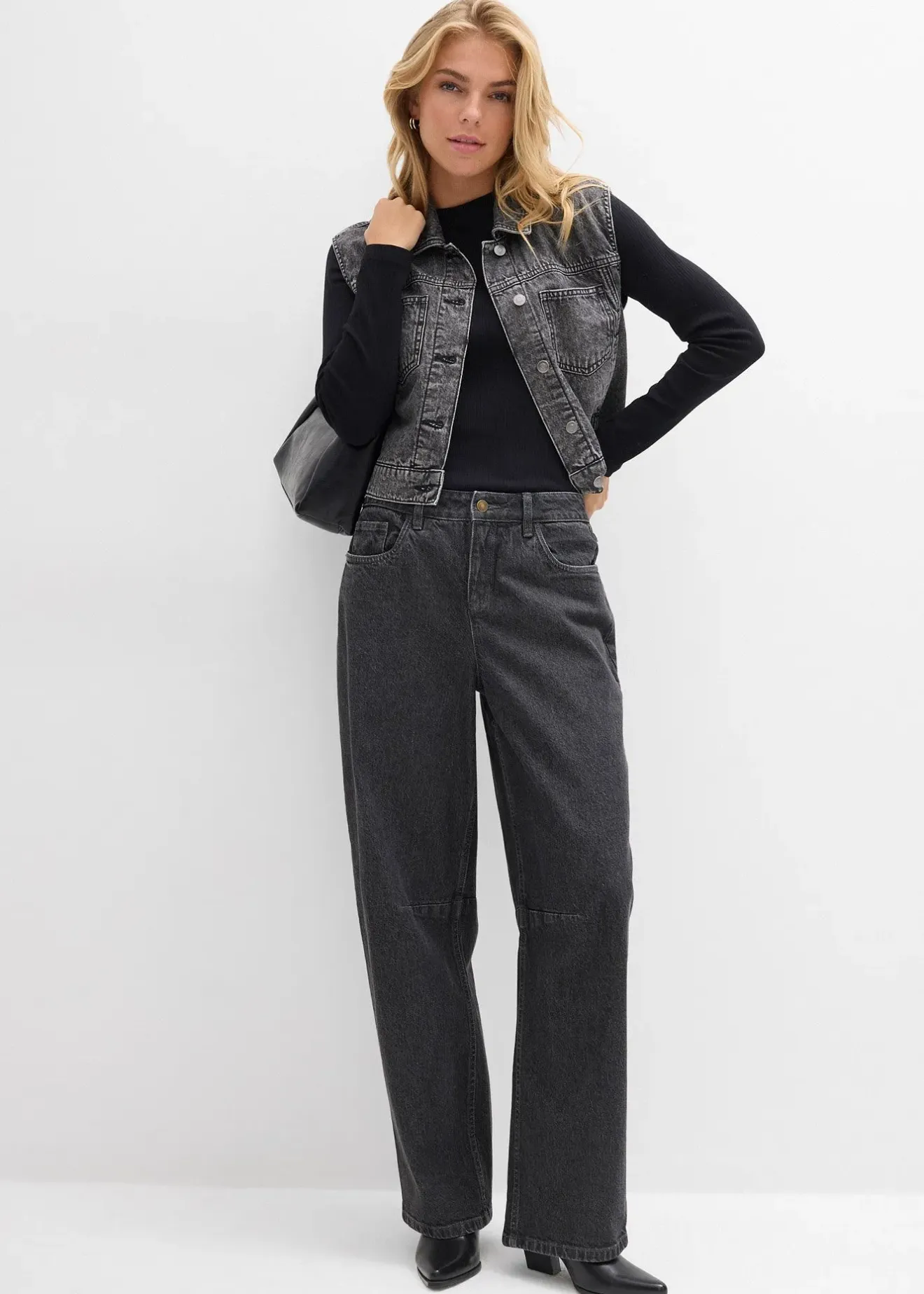 Femme bonprix Jeans|Jean barrel taille mi-haute