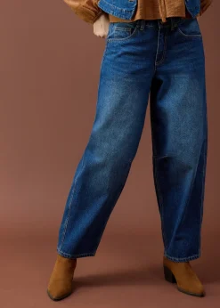 Femme bonprix Jeans|Jean barrel taille mi-haute