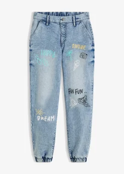 Femme bonprix Jeans|Jean barrel, taille mi-haute et élastiquée