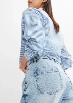 Femme bonprix Jeans|Jean barrel, taille mi-haute et élastiquée