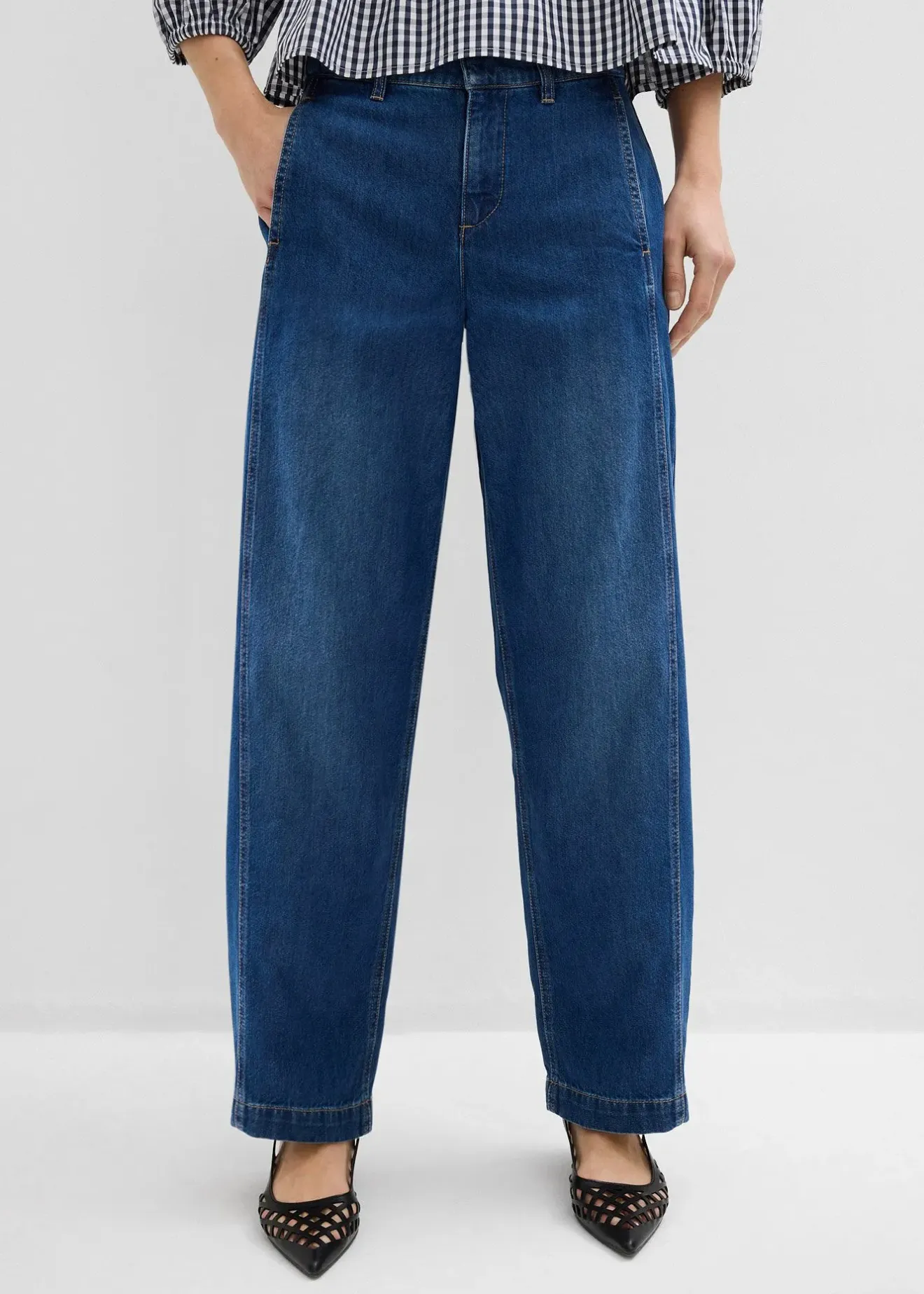 Femme bonprix Jeans|Jean barrel, taille mi-haute