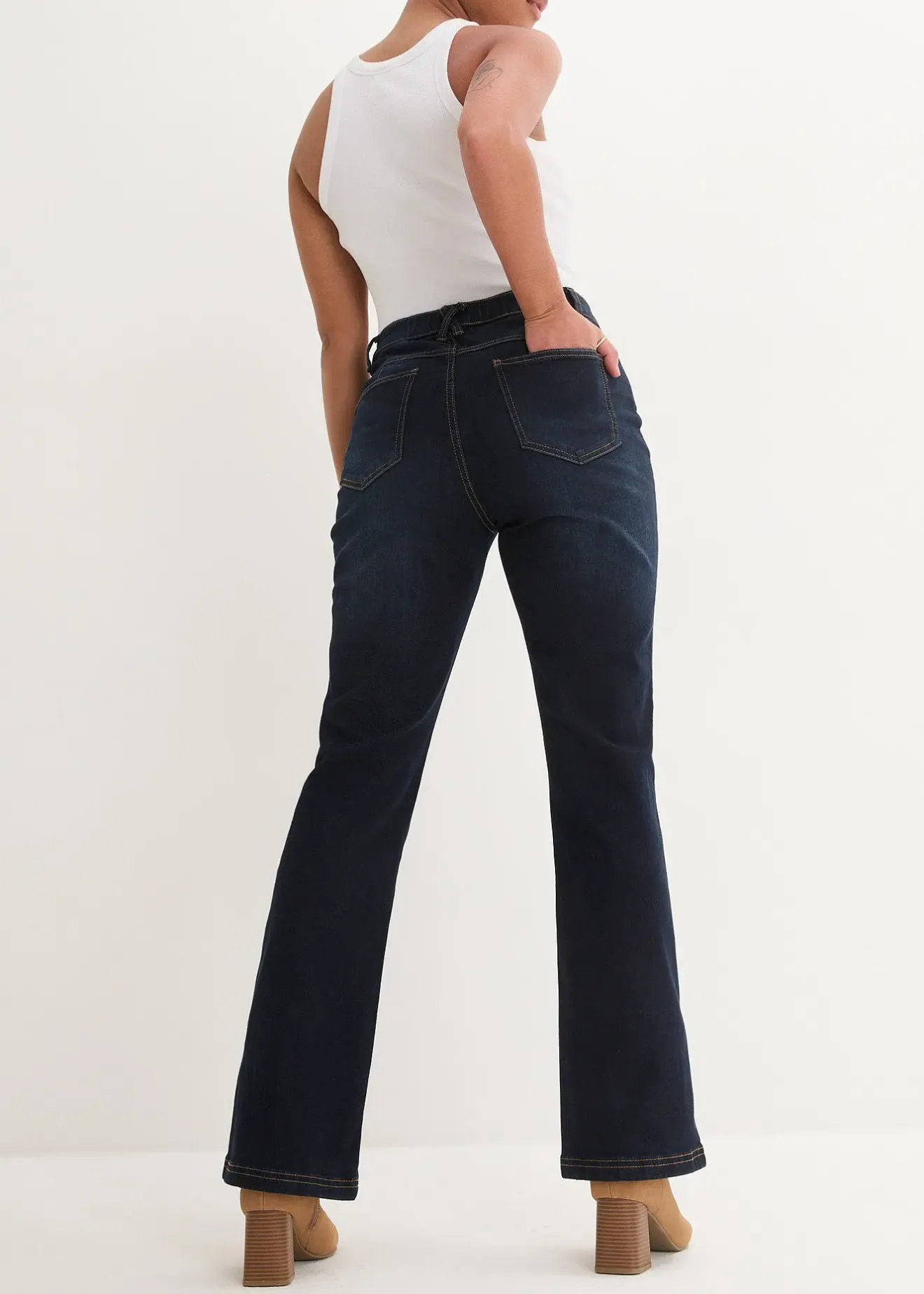 bonprix Jean Bootcut, taille haute et élastiquée|Femme Jeans