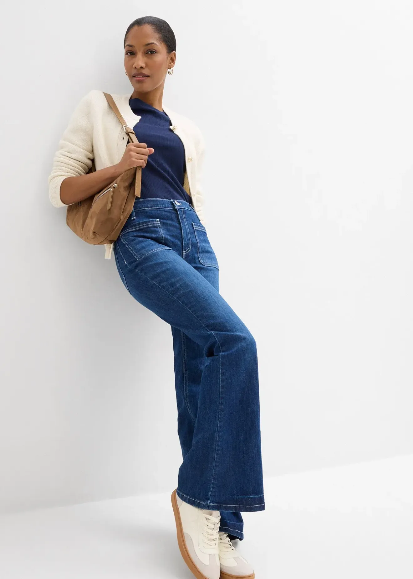 bonprix Jean bootcut taille haute, extensible|Femme Jeans|Tailles Petite