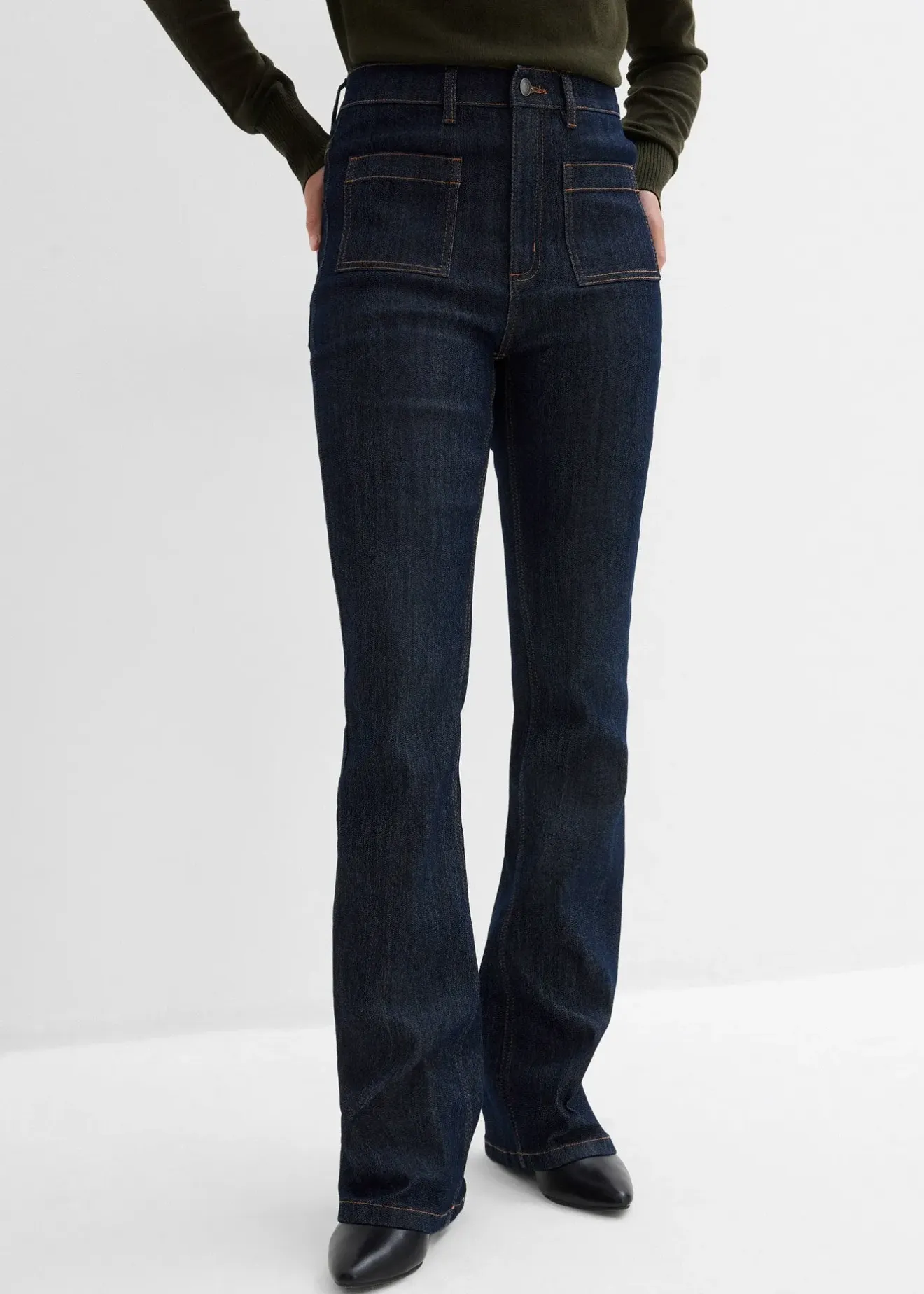 Femme bonprix Jeans|Tailles Petite|Jean bootcut taille haute élastiquée
