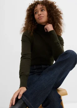 Femme bonprix Jeans|Tailles Petite|Jean bootcut taille haute élastiquée