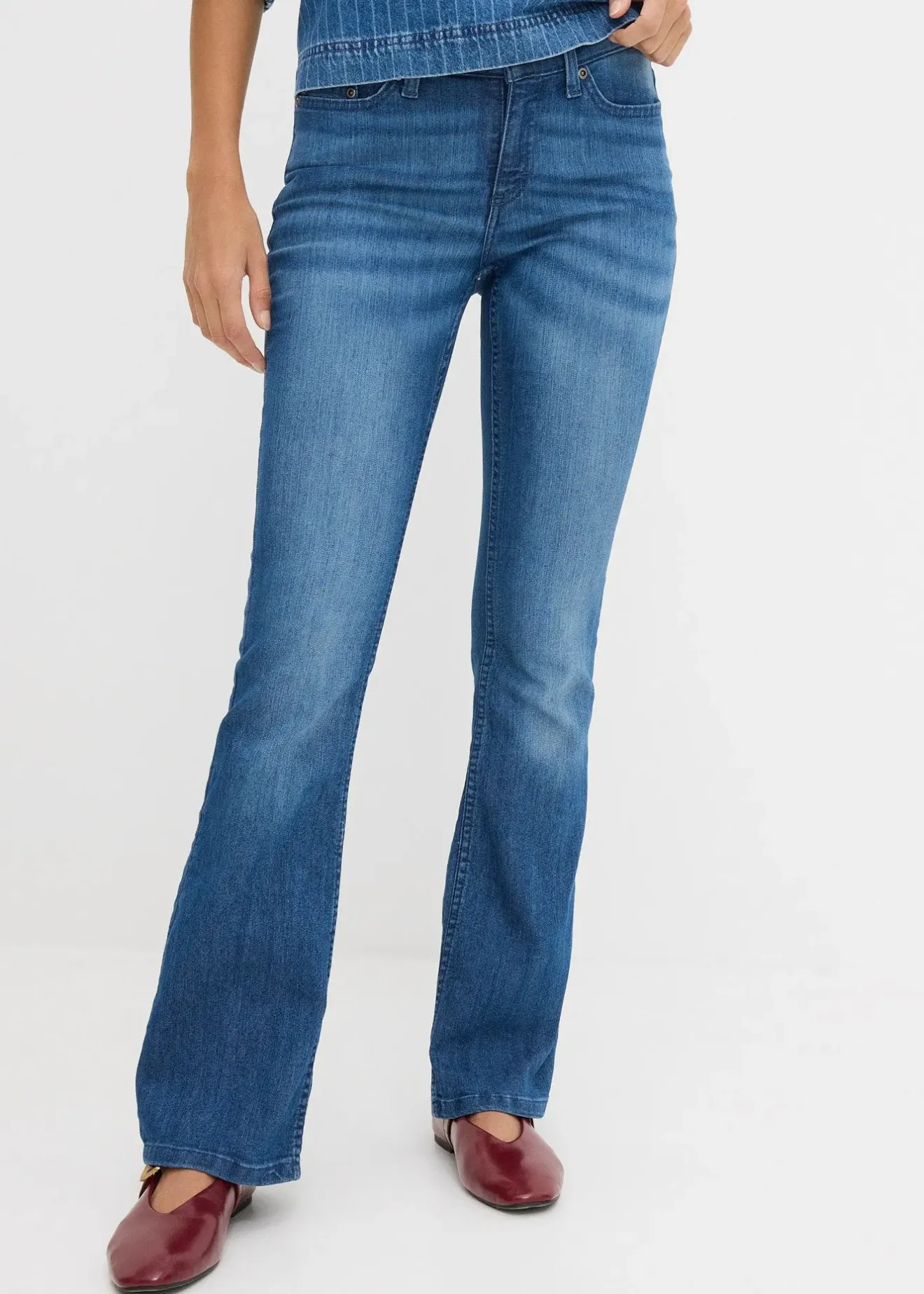 bonprix Jean bootcut taille mi-haute, extensible|Femme Jeans