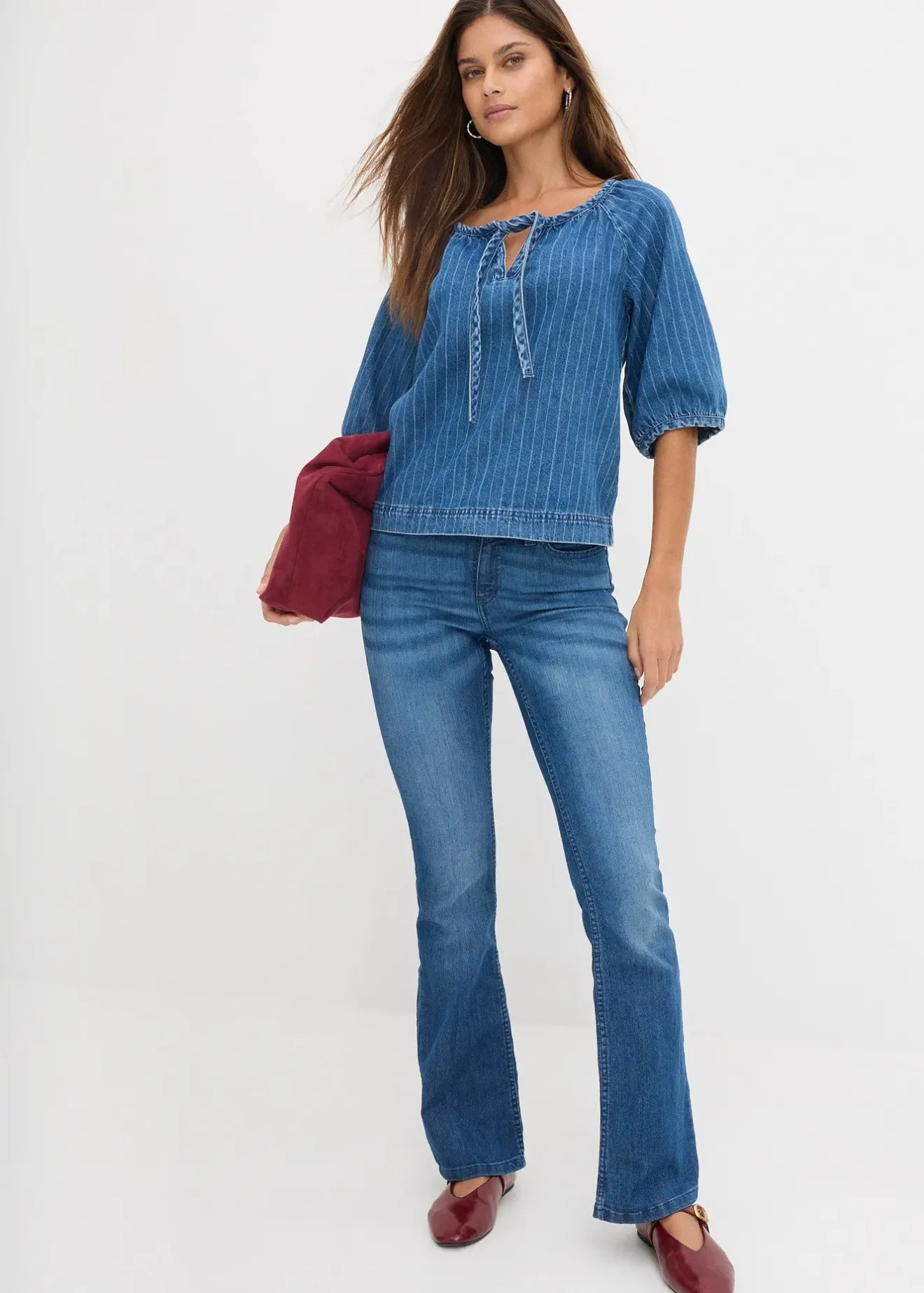 bonprix Jean bootcut taille mi-haute, extensible|Femme Jeans