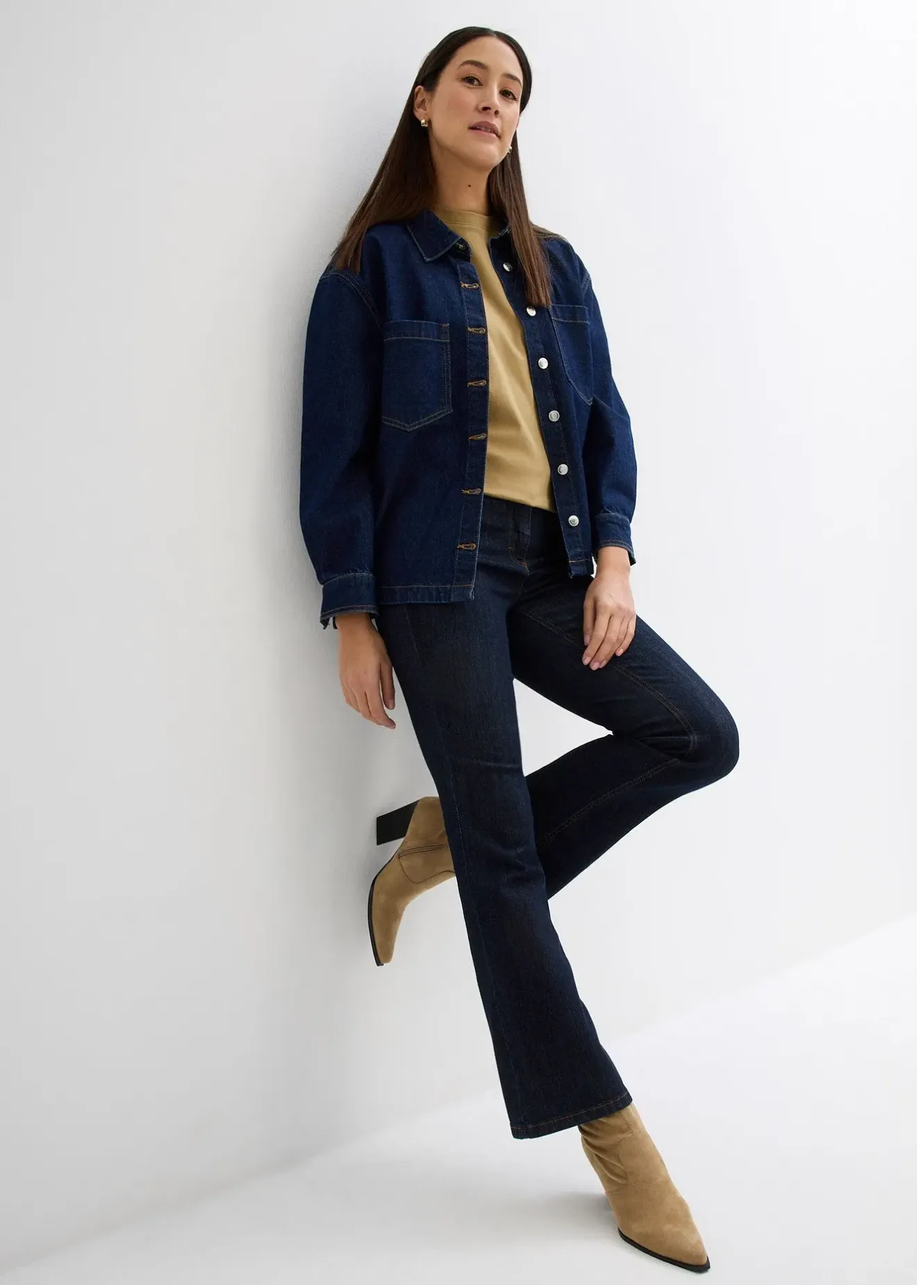 Femme bonprix Jeans|Jean bootcut taille mi-haute, extensible