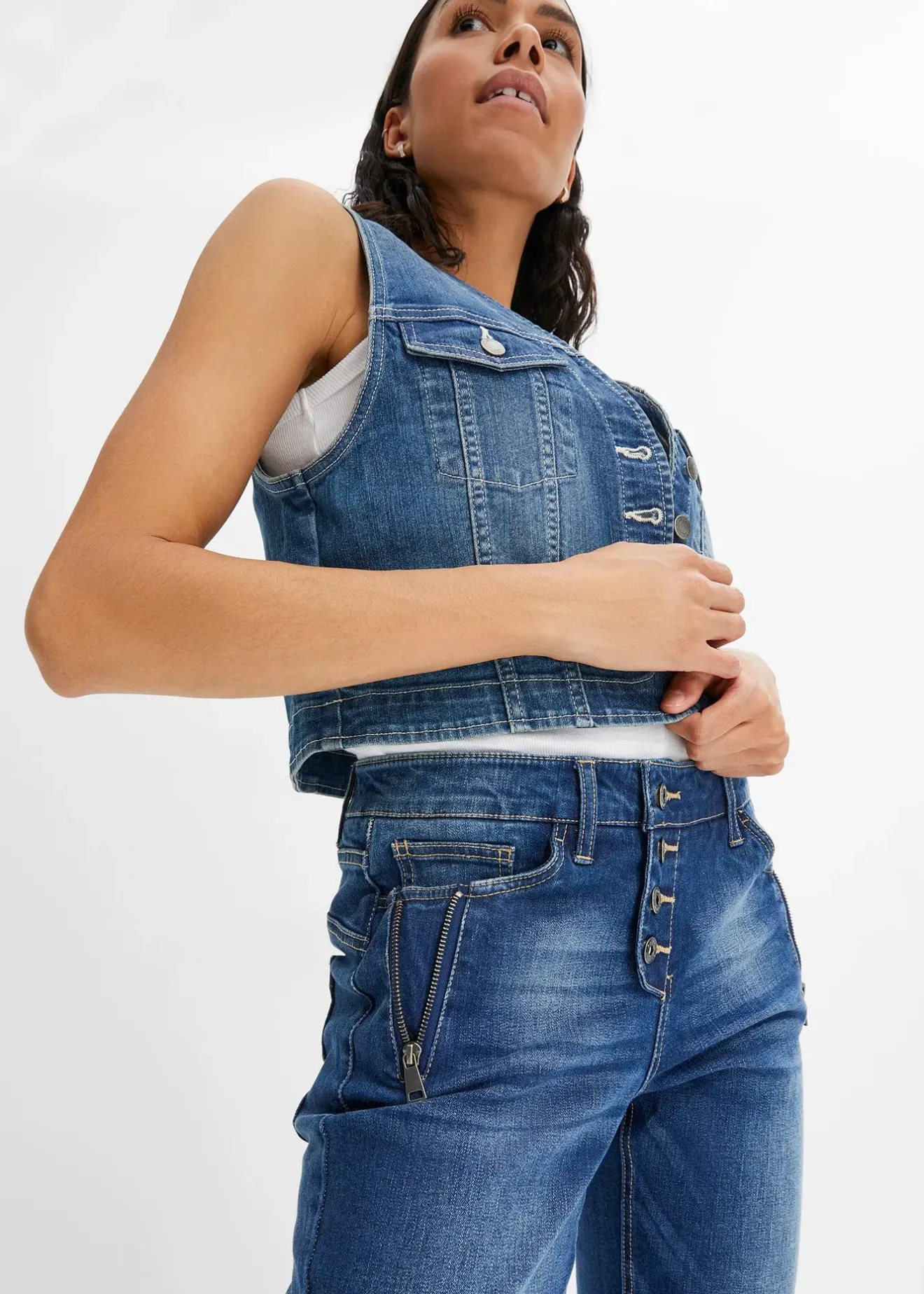 Femme bonprix Jeans|Jean boyfriend taille mi-haute
