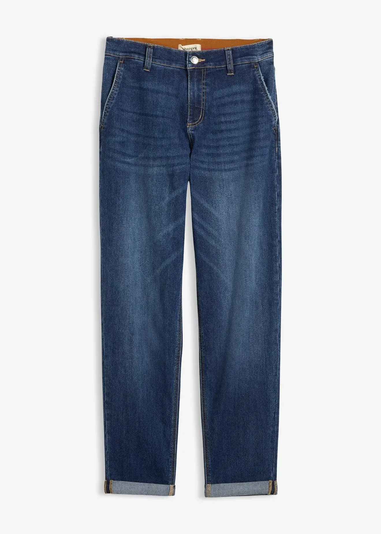 Femme bonprix Jeans|Jean boyfriend taille mi-haute et élastiquée